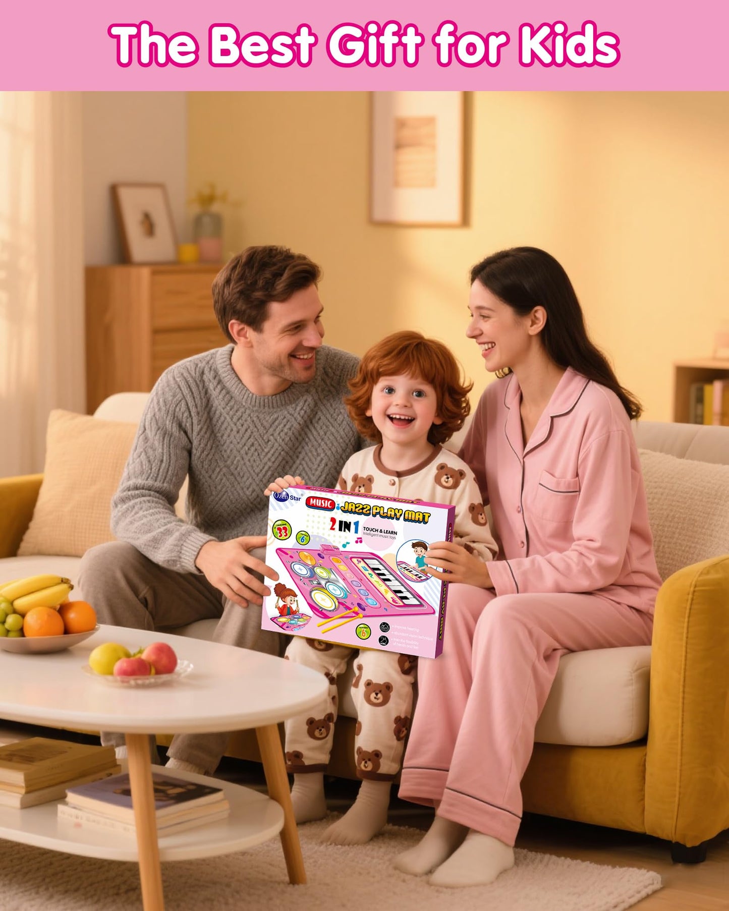 DQMOON Musical Toy Mat for 1-Year-Olds – Piano & Drum, Adjustable Volume, Twin-Player Mode
