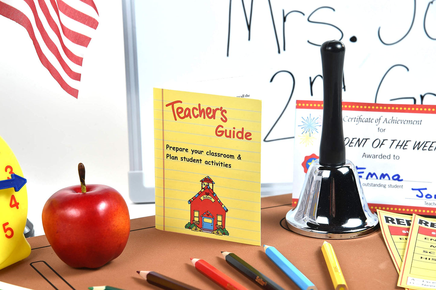 Dr. STEM Toys - Play Teacher Role-Play Set with 30+ Pieces, Whiteboard, Bell, Report Cards | Home or Classroom Gift