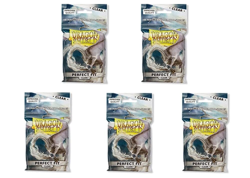 Dragon Shield Inner Sleeve Clear – Standard Size 5-Pack Value Bundle (500 Sleeves Total)