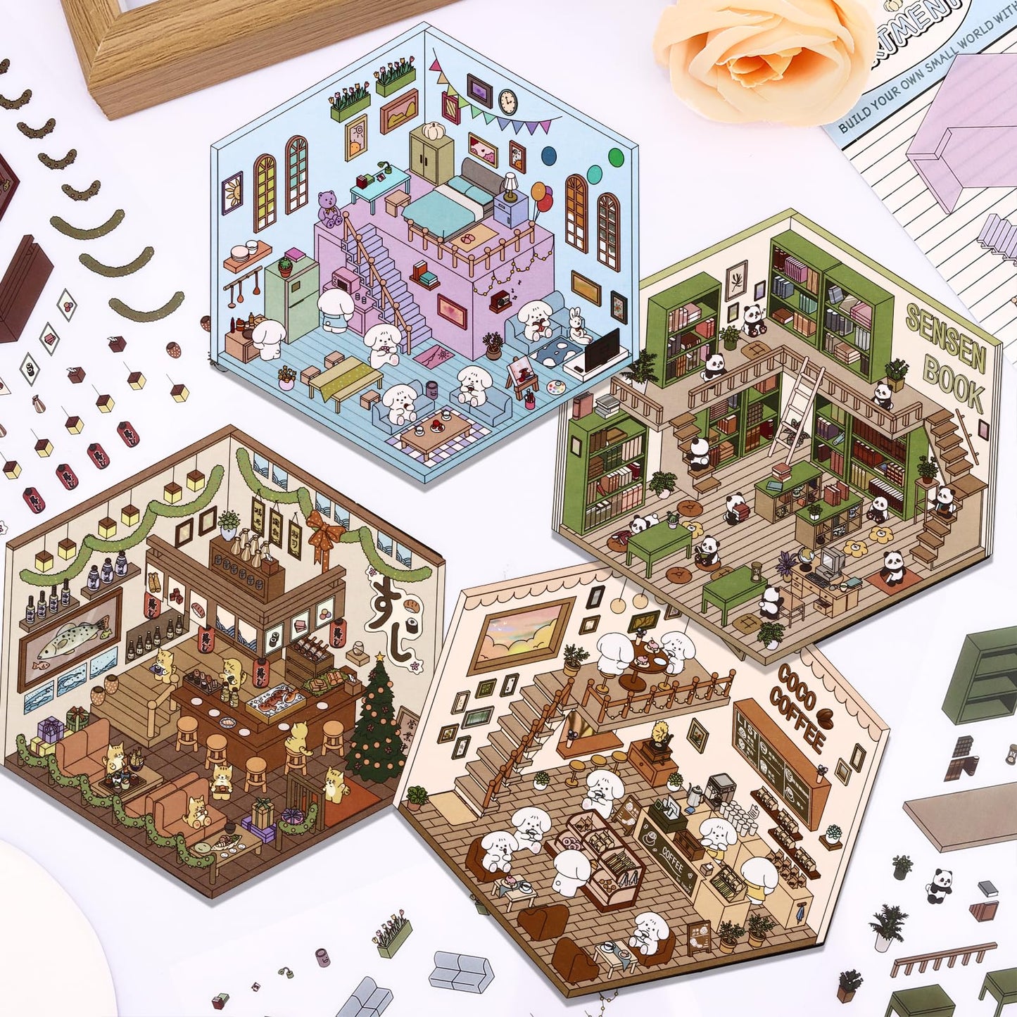 Draupnir DIY 3D House Stickers – 4 Theme Sets for Creative Home Scenes
