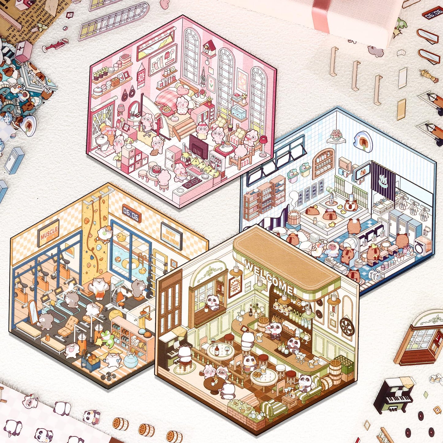 Draupnir DIY 3D House Stickers – 4 Scene Sets for Home, Café & More | XM2.0