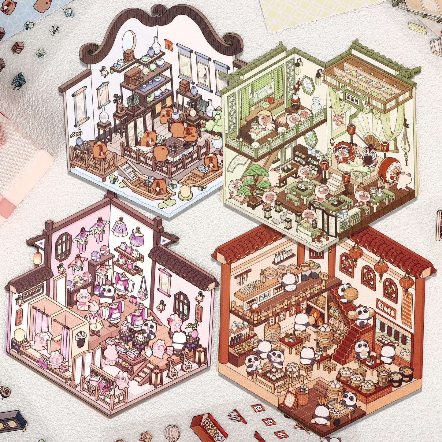 Draupnir DIY 3D House Stickers – 4 Scene Sets for Creative Decor and Relaxation (XM3.0)
