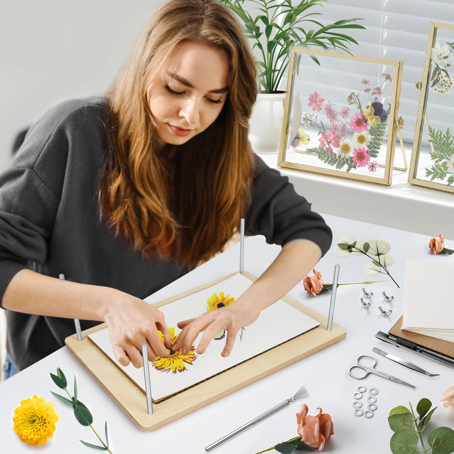 Dreamon Large Flower Press Kit - 11.8 x 8.3 in, 10 Layers, DIY Floral Pressing for Adults & Teens