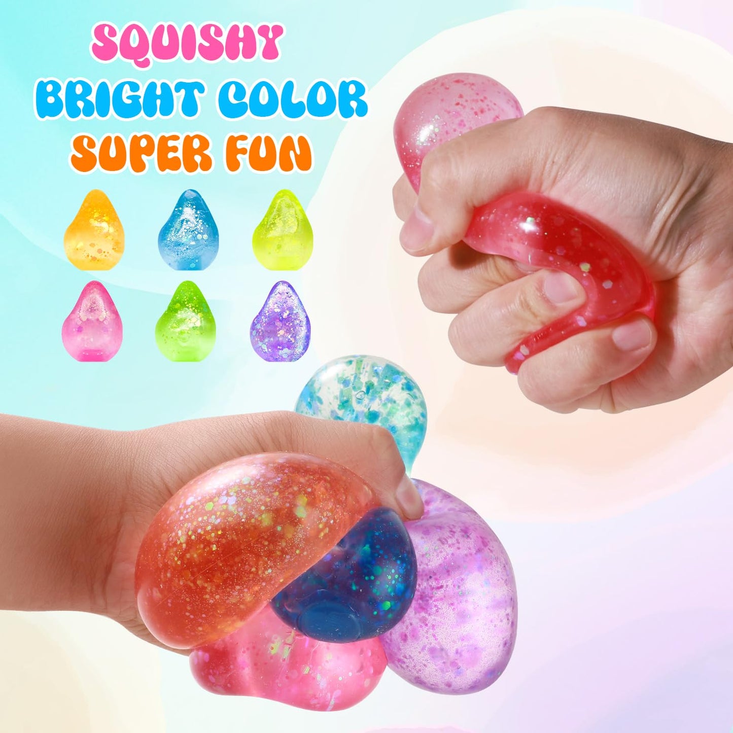 Drephere 28-Pack Valentines Classroom Gifts: Glitter Stress Balls & Cards