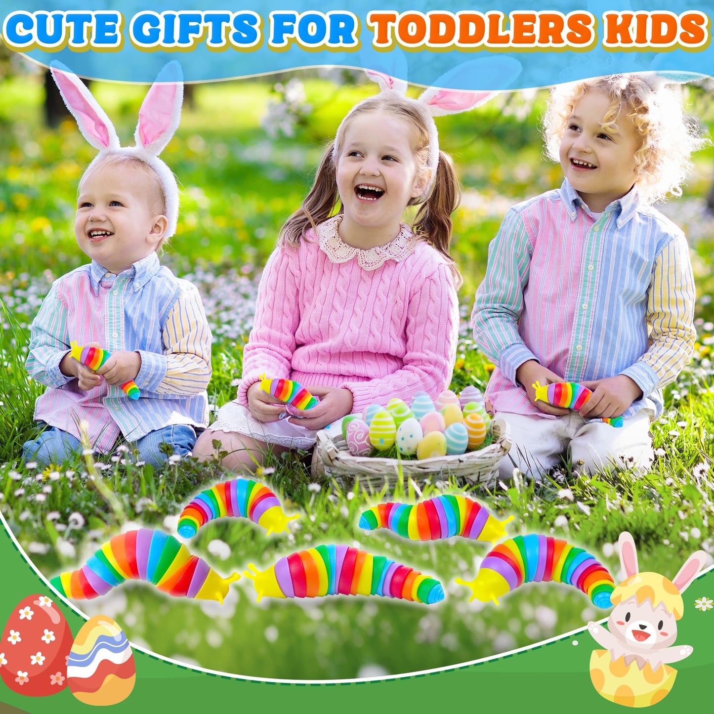Dr.Kbder 3-Pack Toddler Fidget Slug Toys — Travel Sensory Toys for Kids
