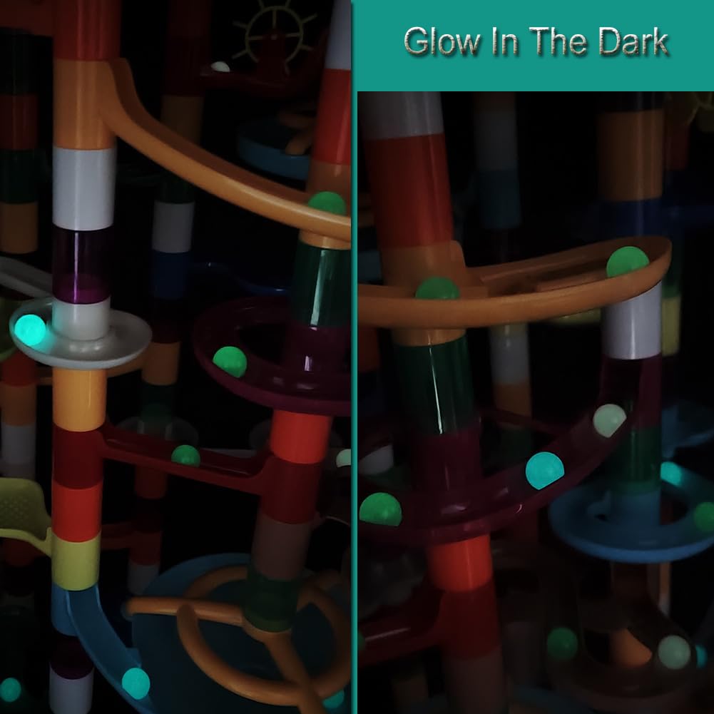 DSPITWOD Marble Run 200Pcs – Glow-in-Dark Maze Race Track Set for Kids | STEM Building Toy