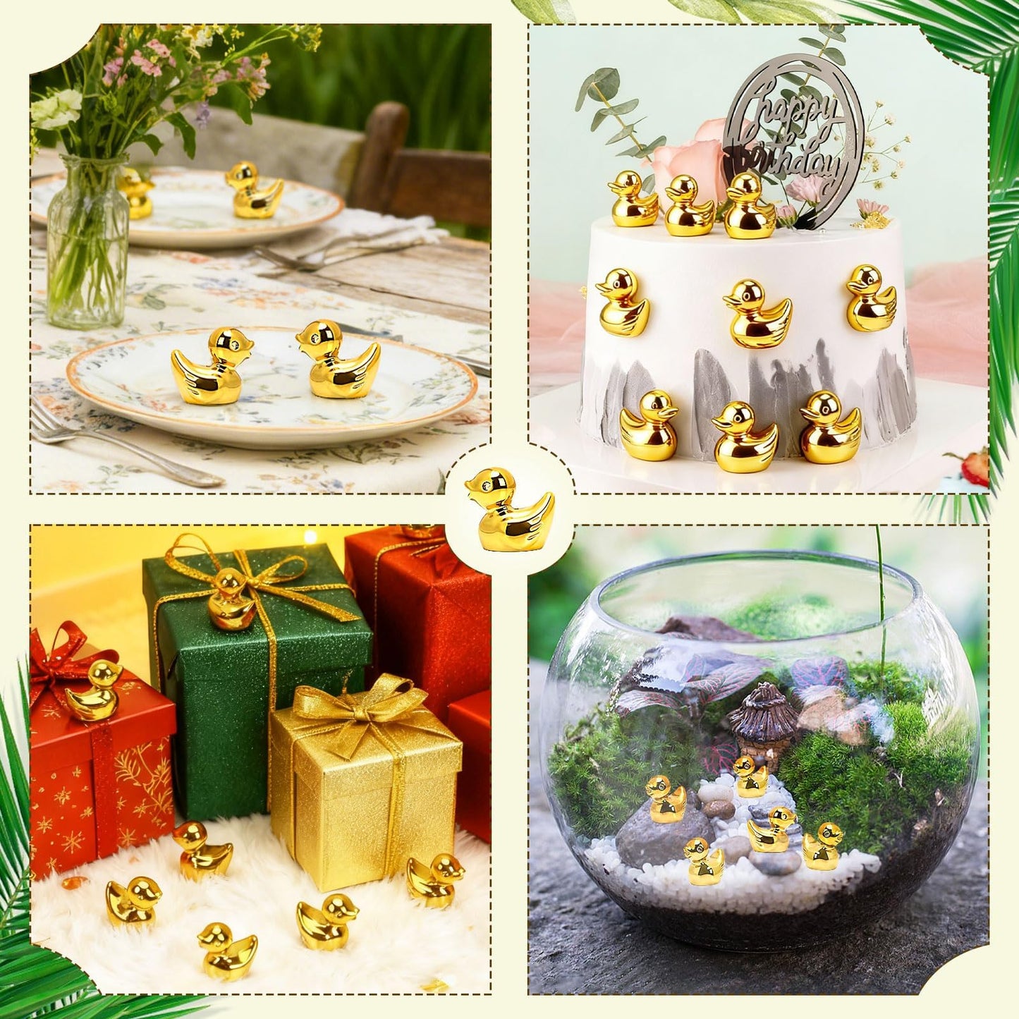 DTOFOOT 80 Pieces Gold Mini Ducks Figurines – Resin Little Ducks for Home Decor, Vase Fillers & Party Decorations