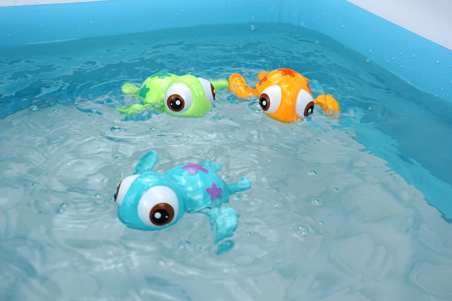 DUCKBOXX XX Wind-Up Sea Turtle Bath Toy – No Battery, Mold-Free Montessori Water Play (Blue)