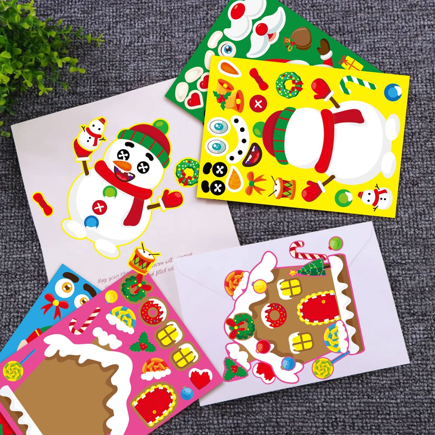 DUJAA 36 Sheets Christmas Sticker Set for Kids – Create Santa, Snowman & Elf Faces