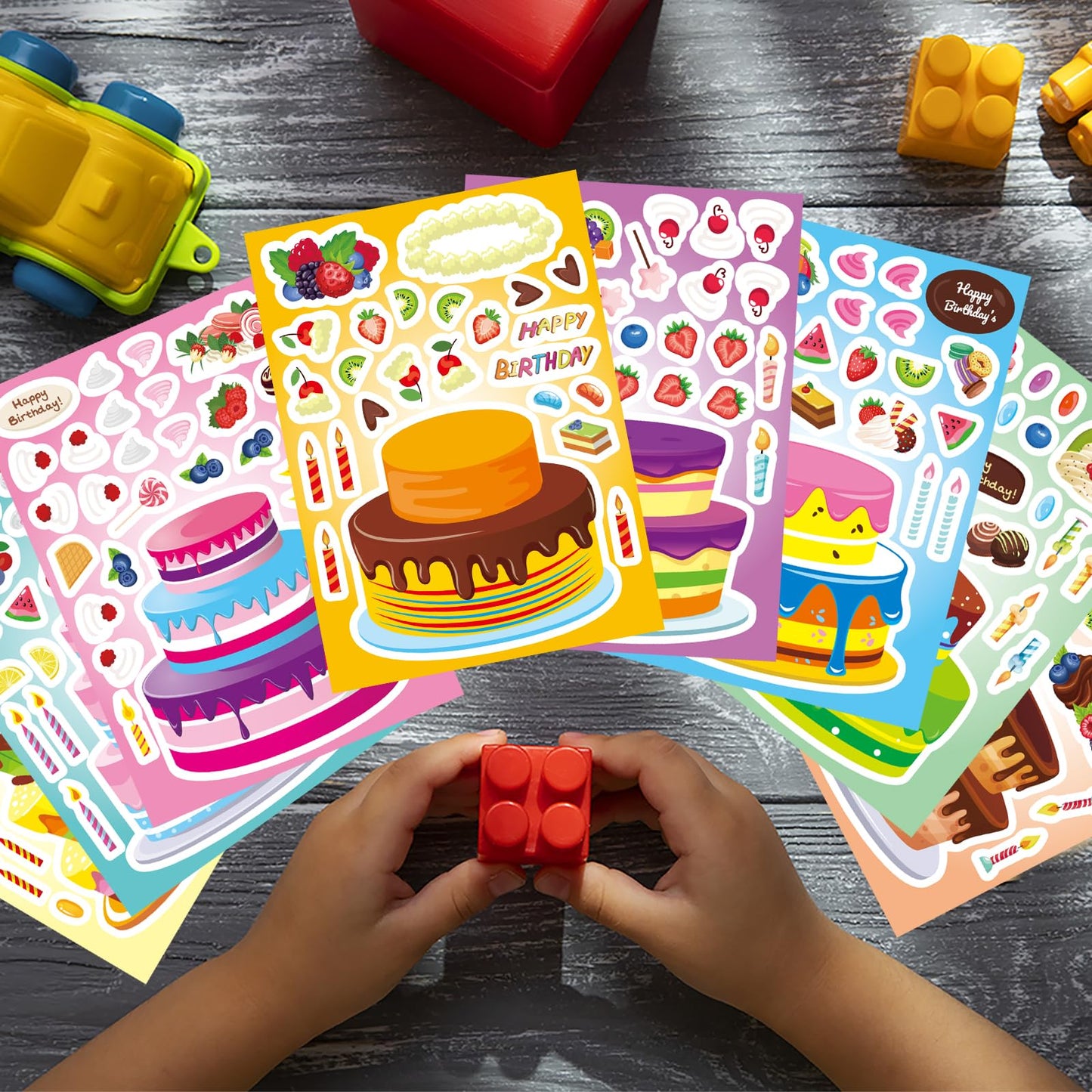 DUJAA 24 Sheets Birthday Stickers – Kids Cake Decorating Set