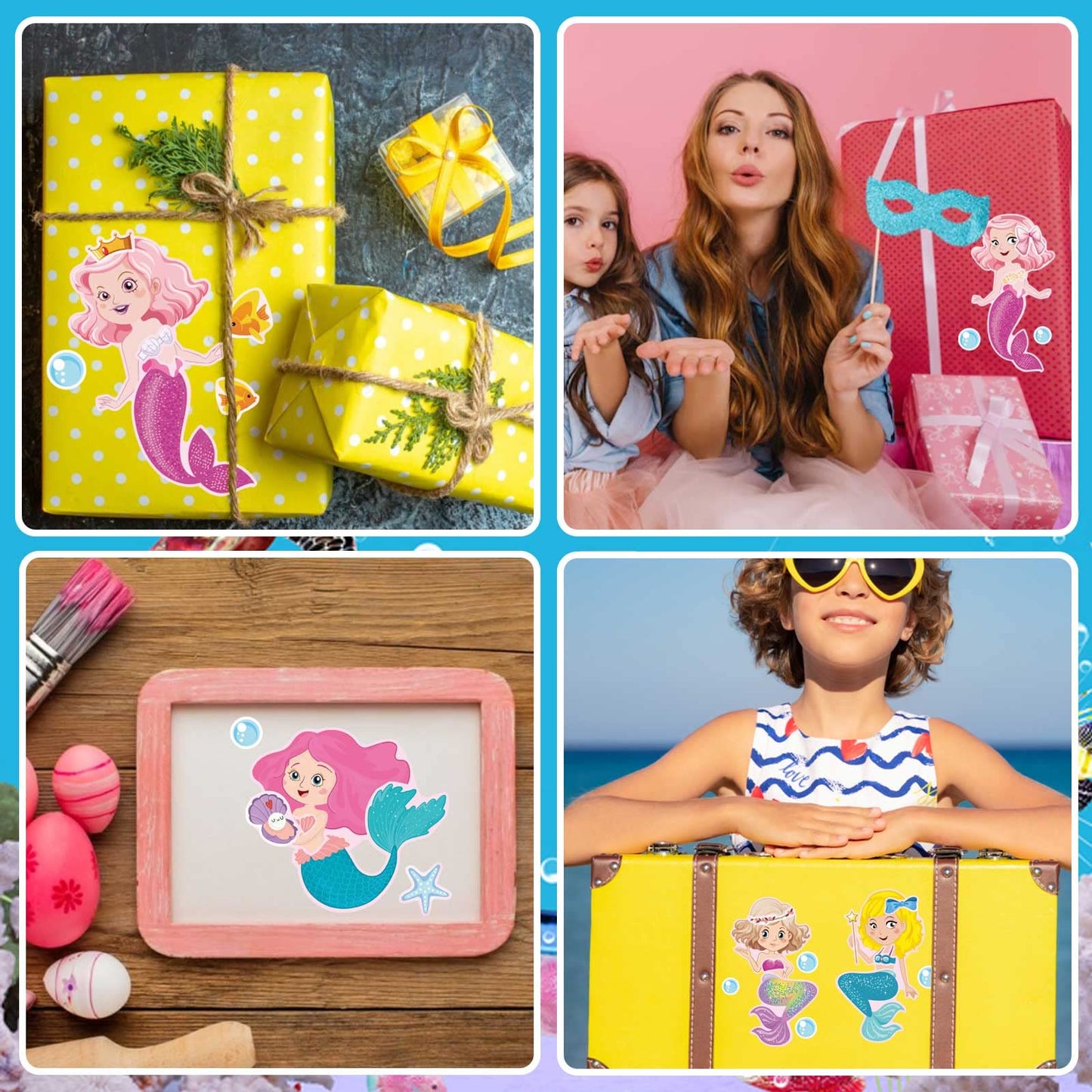 DUJAA 24 Sheets Mermaid Stickers – Make Your Own Stickers, Party Favors, Kids’ Art & Classroom Rewards