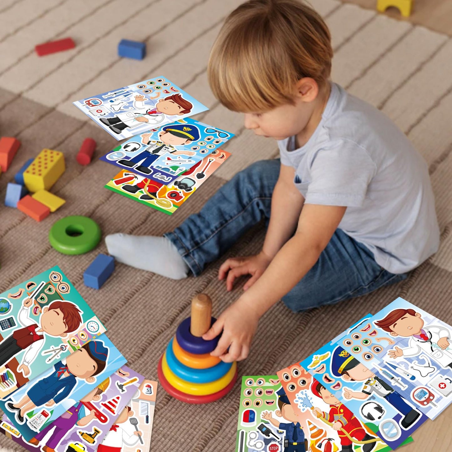 DUJAA 24 Sheets Occupation Post Stickers – Educational Career Stickers for Kids