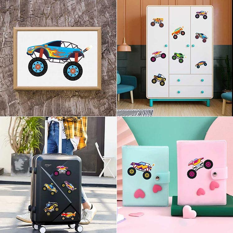 DUJAA 20-Piece Monster Truck Stickers — 10 Designs for DIY Crafts, Party Favors, Birthday Decorations