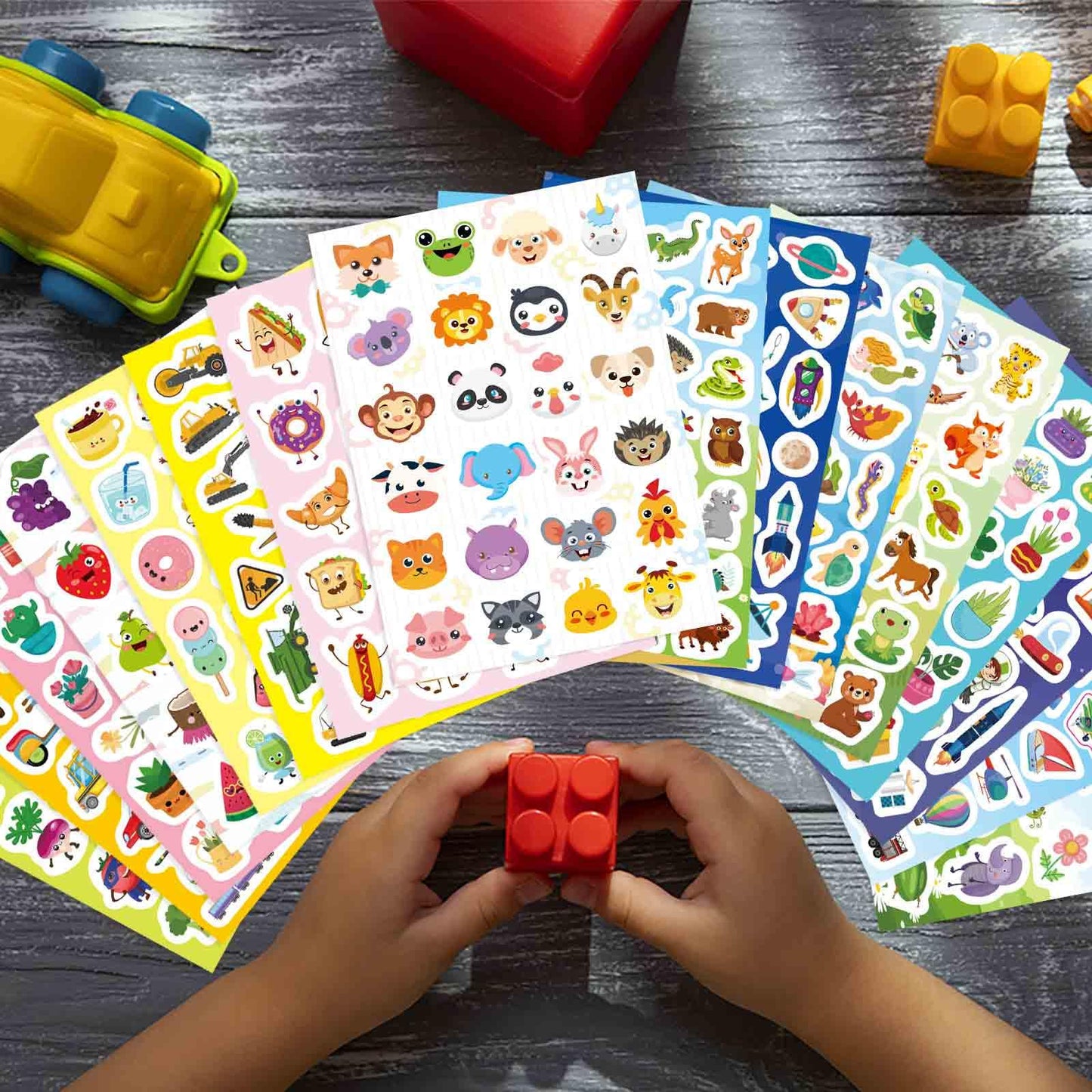 DUJAA 850+ Stickers Pack — 32 Sheets, 16 Themes for Kids