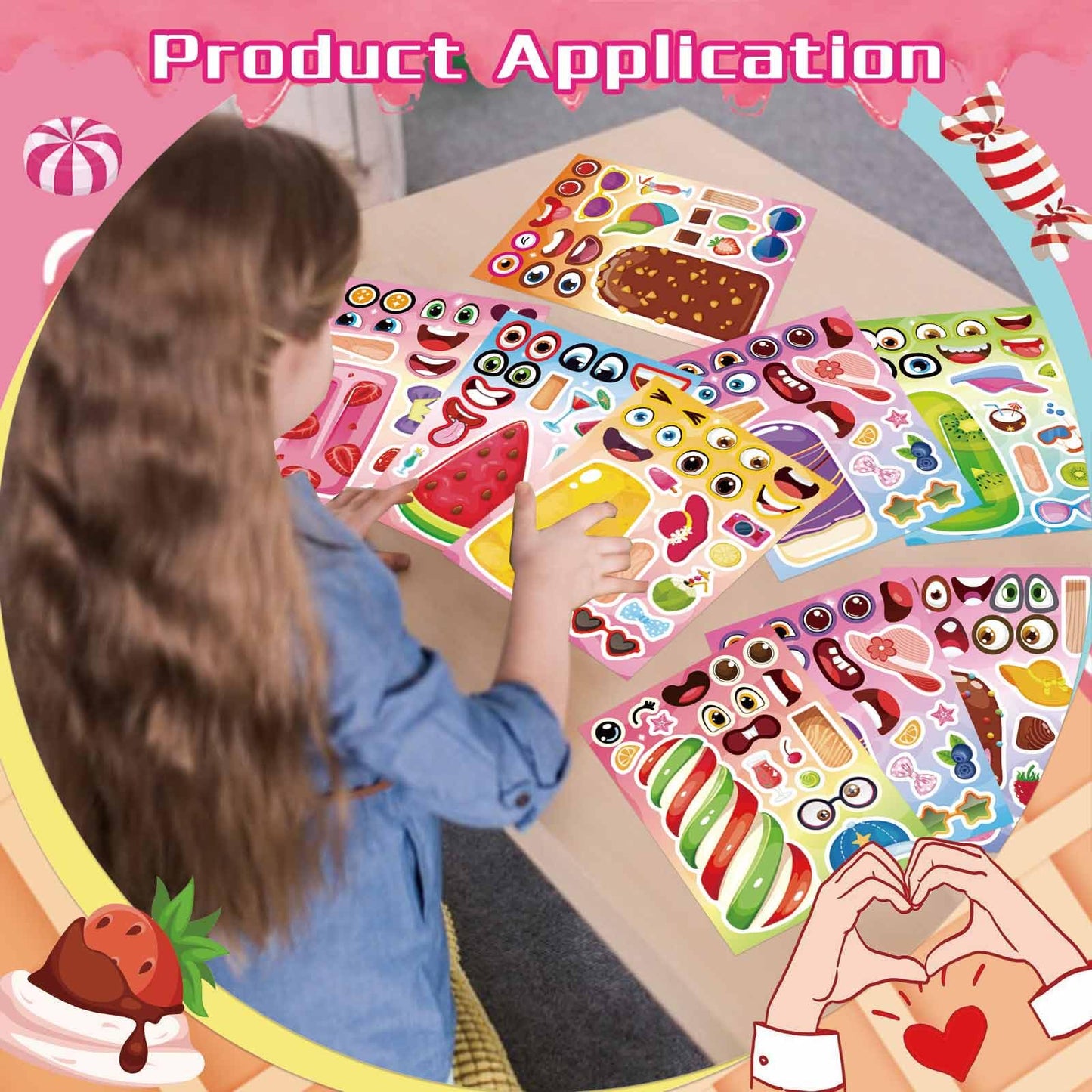 DUJAA 24 Sheets Ice Cream Stickers for Kids | Make Your Own Summer Stickers, Party Favors & Classroom Rewards