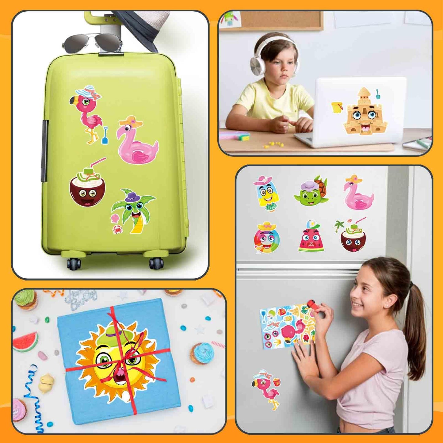 DUJAA 24 Sheets Summer Stickers for Kids – Ocean & Tropical Party Favors