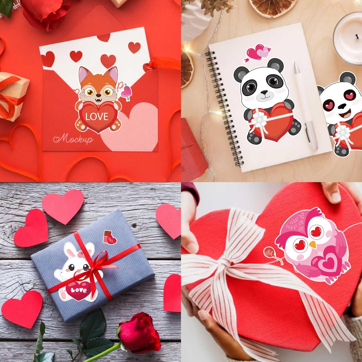 DUJAA 32 Sheets Valentine Stickers for Kids | Make Your Own Face Stickers (8 Animal Designs)
