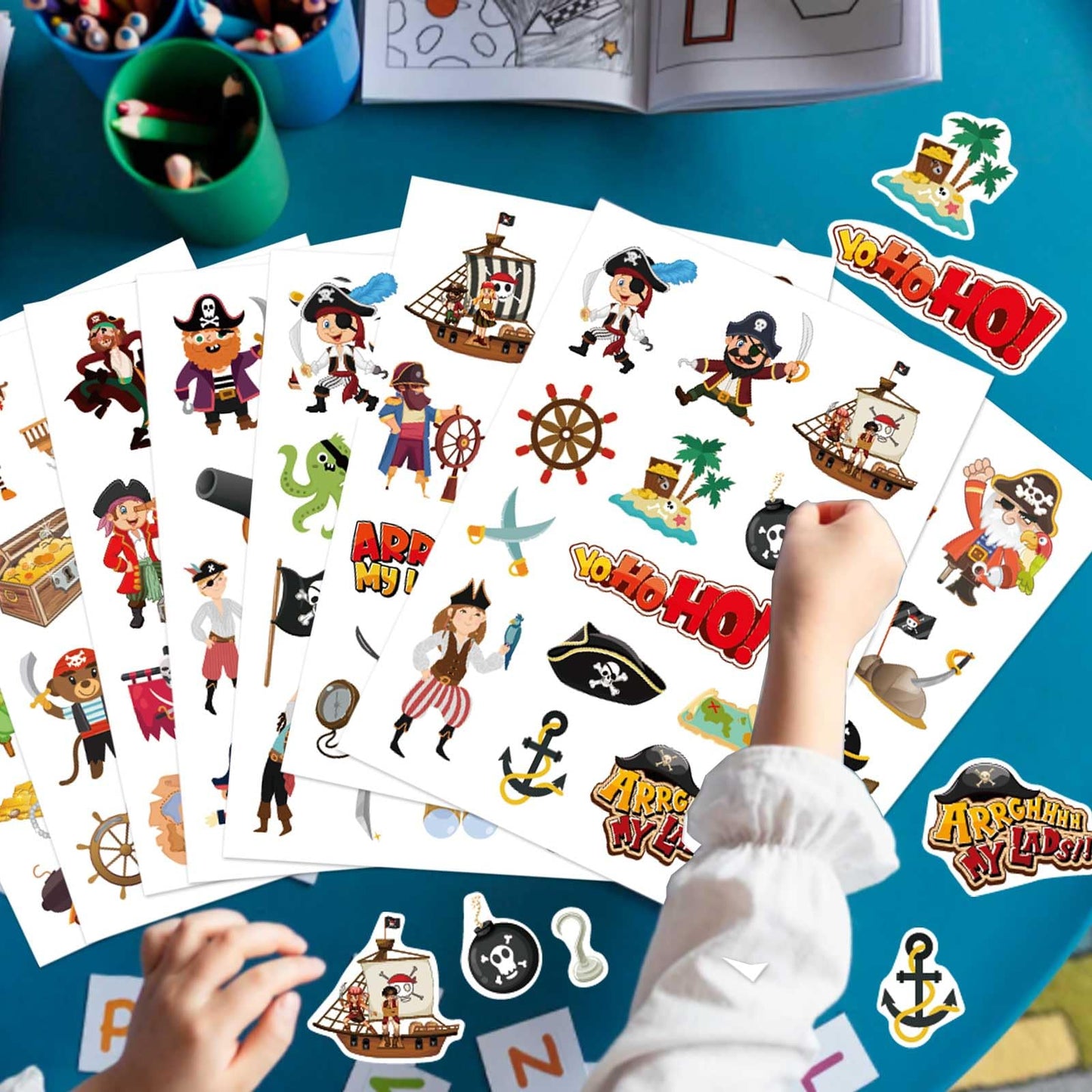 DUJAA 24 Sheets Pirate Stickers Pack – Kids Scrapbooking & Pirate Party Favors