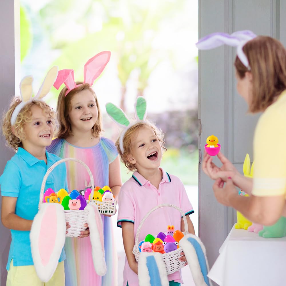DULEFUN 24pcs Prefilled Easter Eggs with Animal Squishy Toys | Party Favors & Basket Stuffers