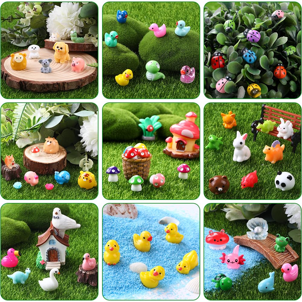 DULEFUN 150pcs Mini Resin Animals | Colorful Tiny Figures for Dollhouse & Fairy Garden