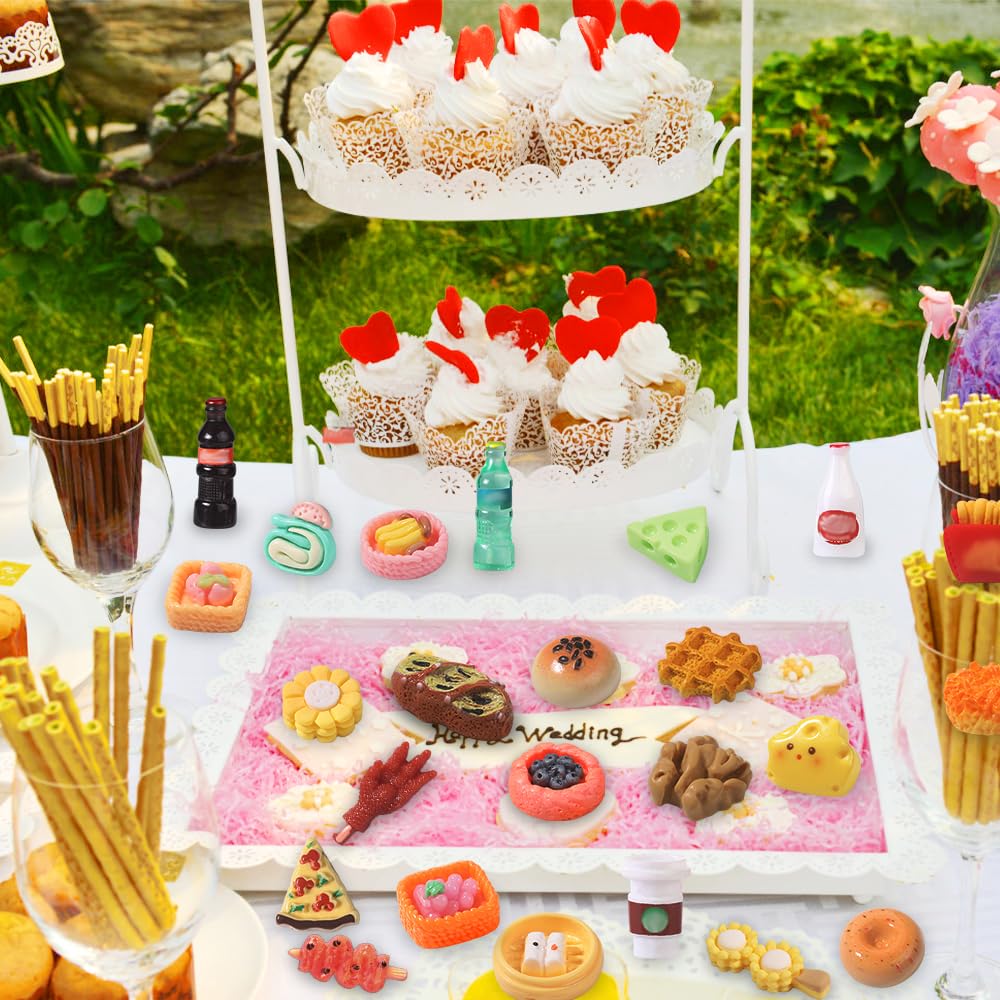 DULEFUN 100pcs Miniature Food & Drink Bottles Set – Resin Dollhouse Toys for Pretend Play