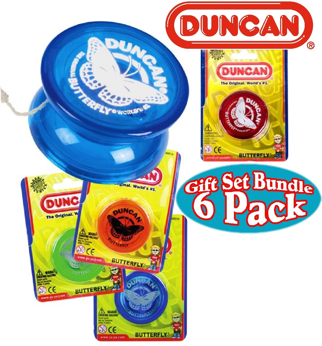 Duncan Butterfly Yo-Yo Gift Set Bundle - 6 Pack (Assorted Colors)