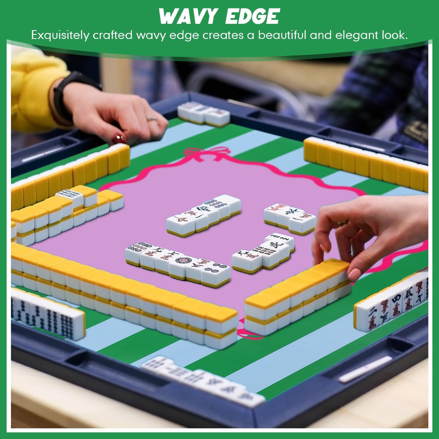 Dunzy 33x33 Mahjong Mat with Carrying Bag – Non-Slip, Noise-Reducing Rubber Table Cover (Purple)