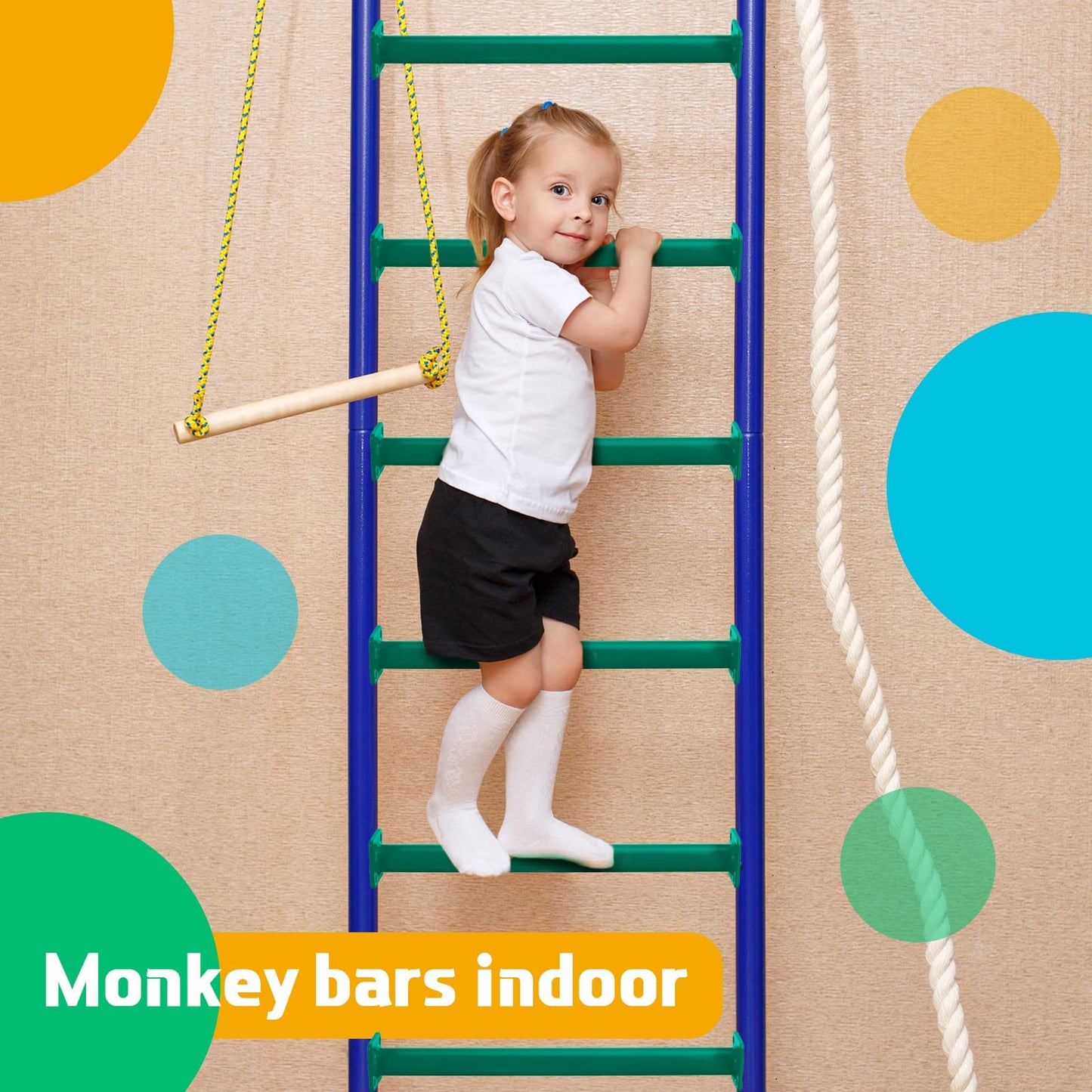 Dunzy 12 Pack Monkey Bars – 16.5-Inch Green Steel Playset Rungs & Hardware Kit