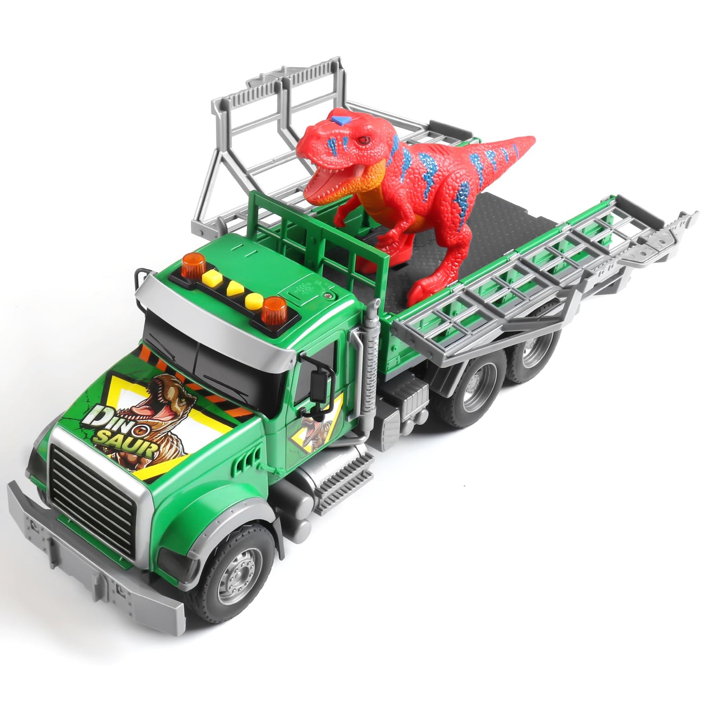 Dwi Dowellin Toy Truck Carrier with Dinosaur – Friction-Powered Kids Truck for 3-6 Year Olds