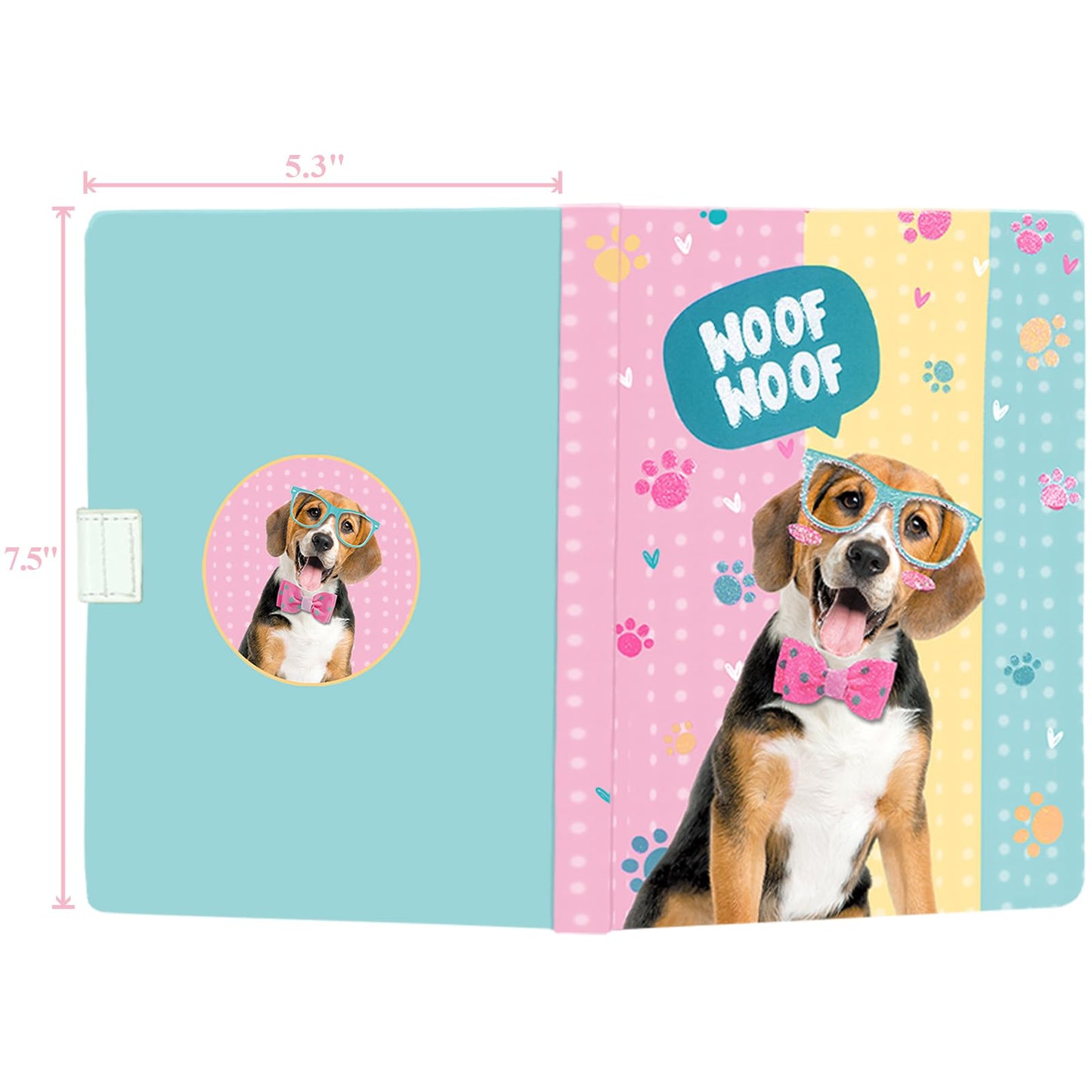 DWIYITTN Dog Journal for Girls - Gift for Kids, Magnetic Closure, 192 Pages, 5.3 x 7.5 in