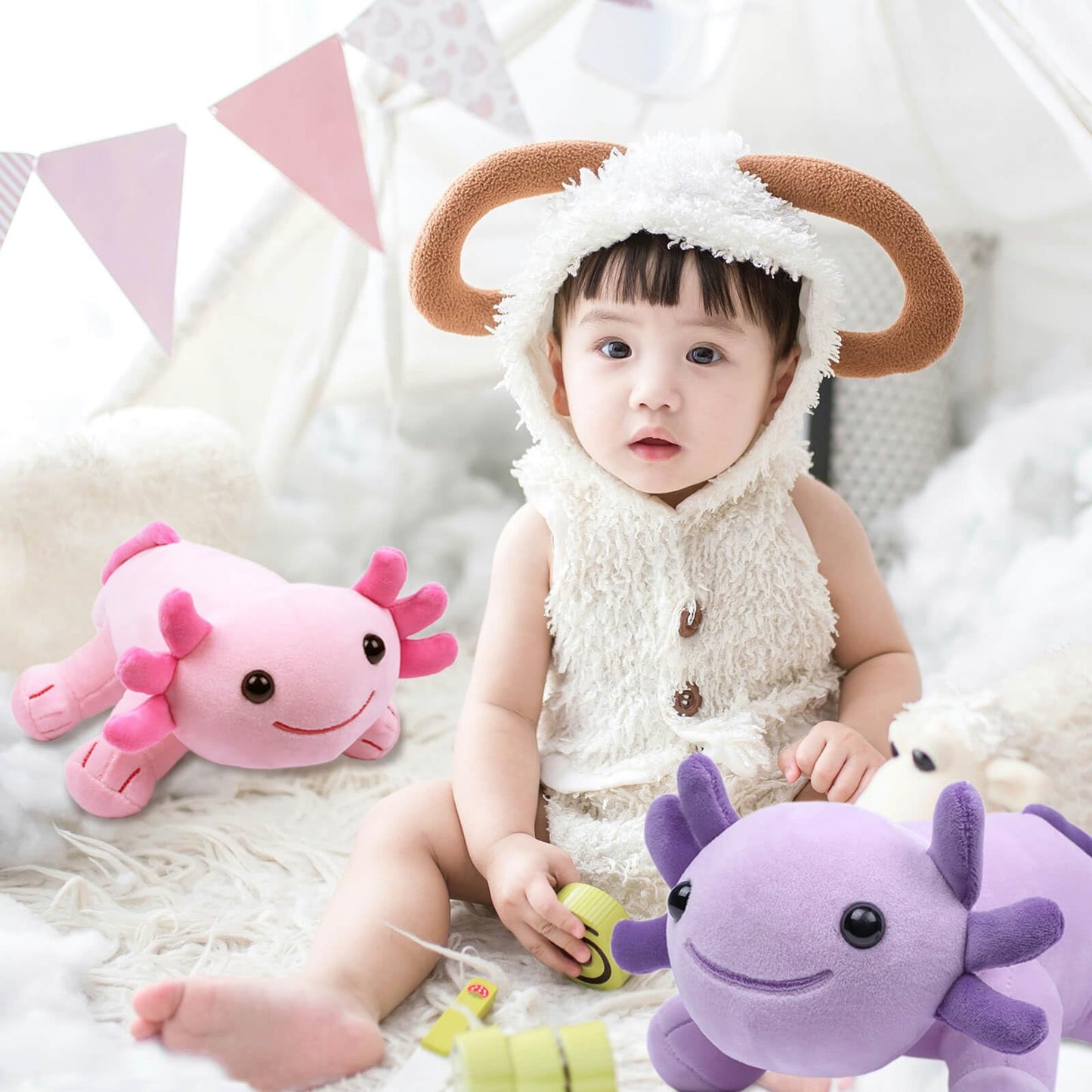 DYBFONO Axolotl Plush Toy – 10.8-Inch Soft Kawaii Pillow (Purple)