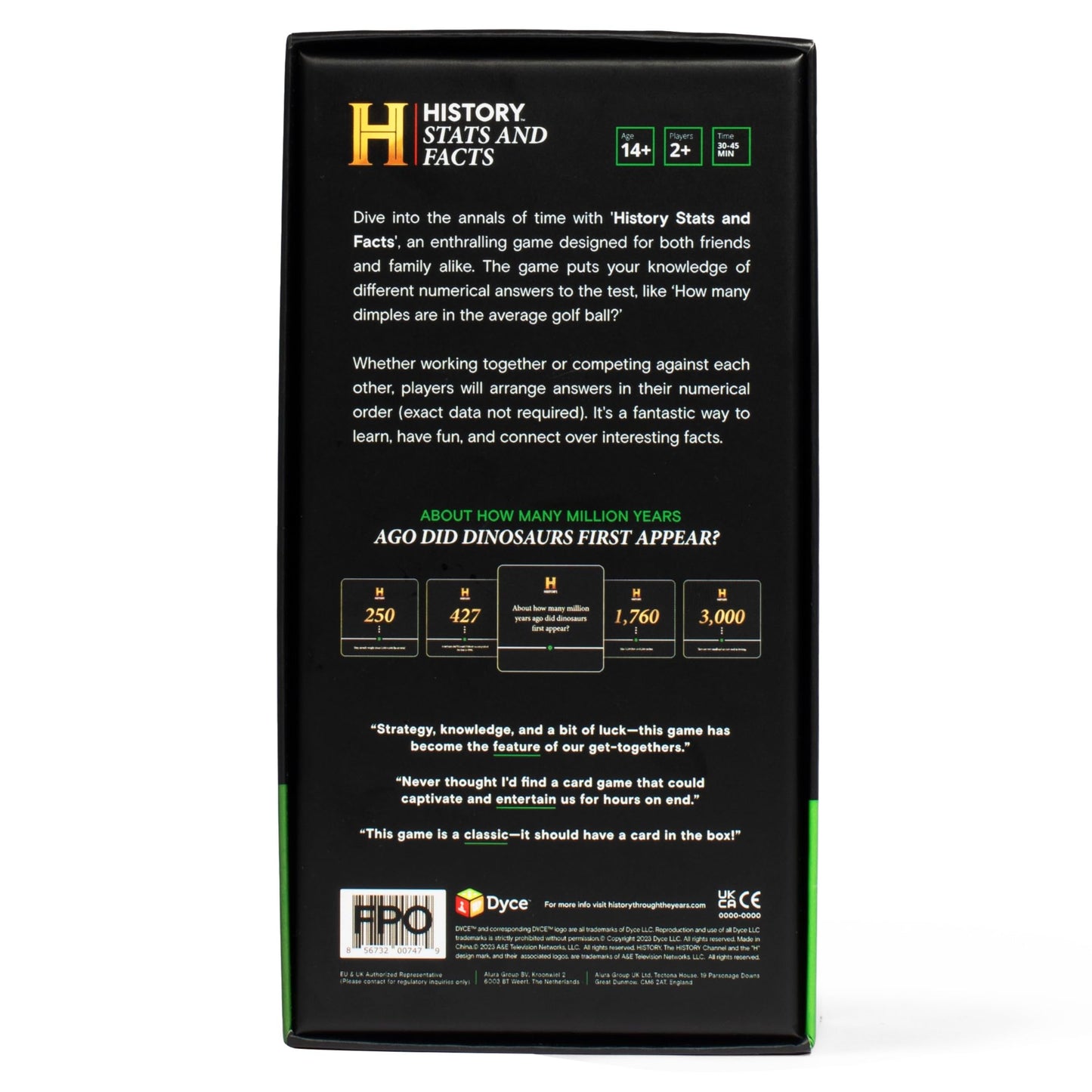 DYCE HISTORY Channel Stats & Facts Card Game – Family & Party Trivia