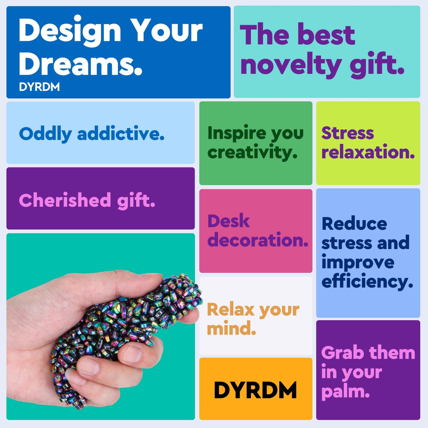 DYRDM 500+ Original Ferrite Putty — Colorful Sensory Stones for Adult Fidget and Desk Stress Relief