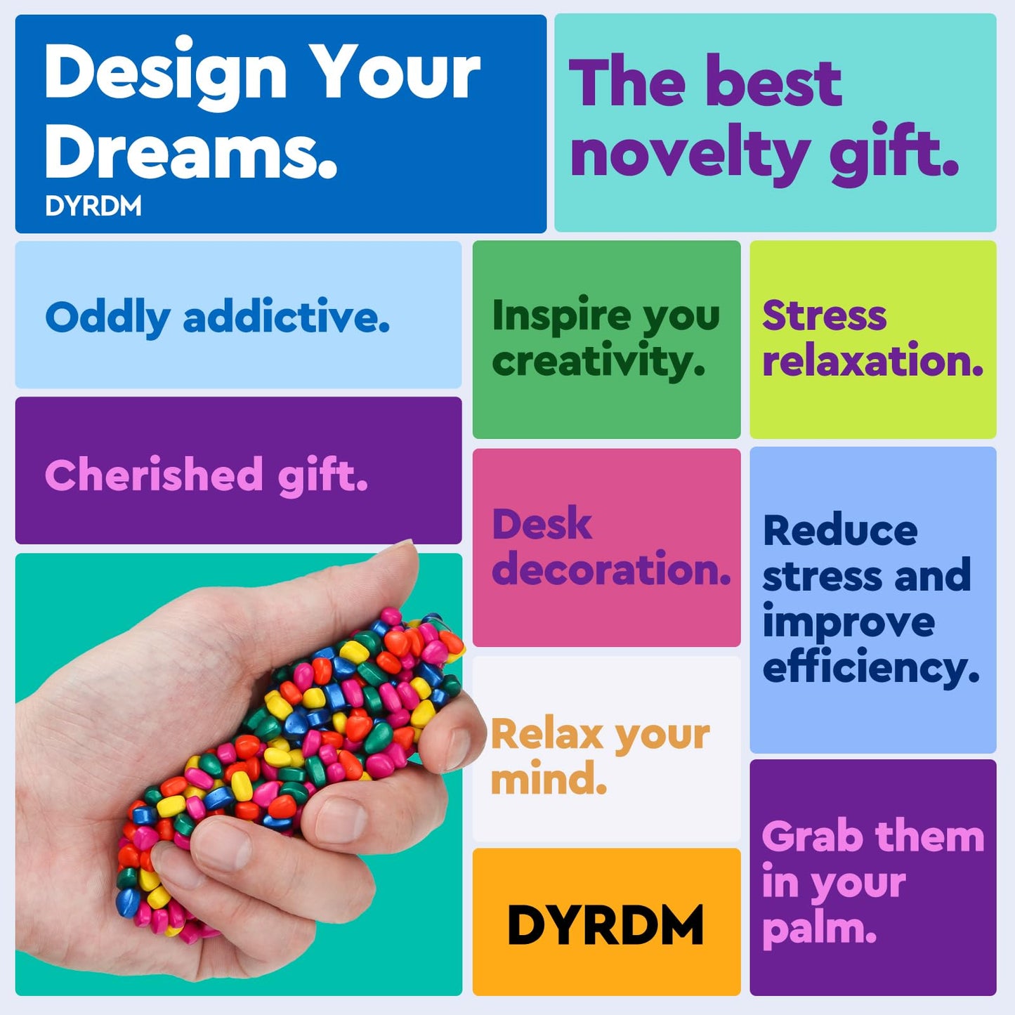 DYRDM 500+ Ferrite Putty Multicolor – Sensory Stones for Desk Focus & Stress Relief