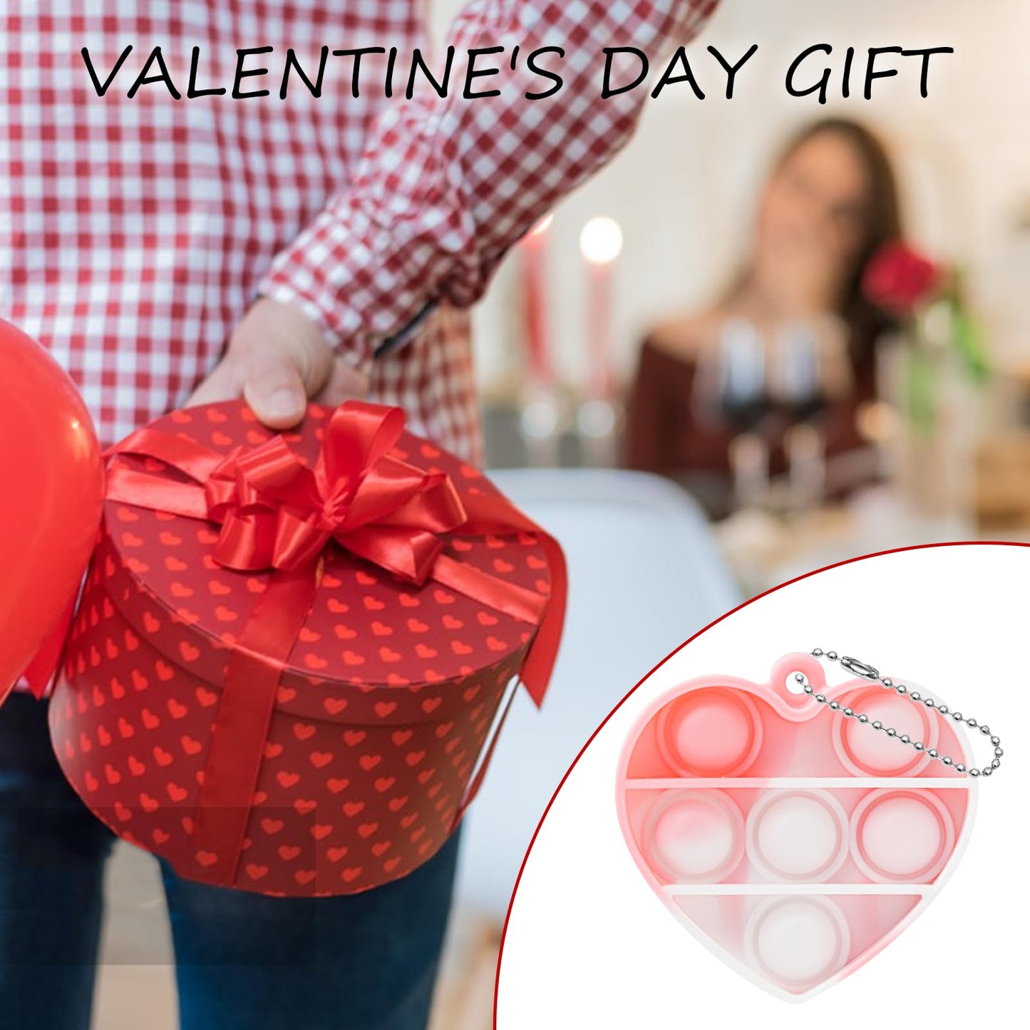 DZLUSJ 36Pcs Valentines Day Mini Pop Bubble Keychain – Colorful Silicone Fidget Toys