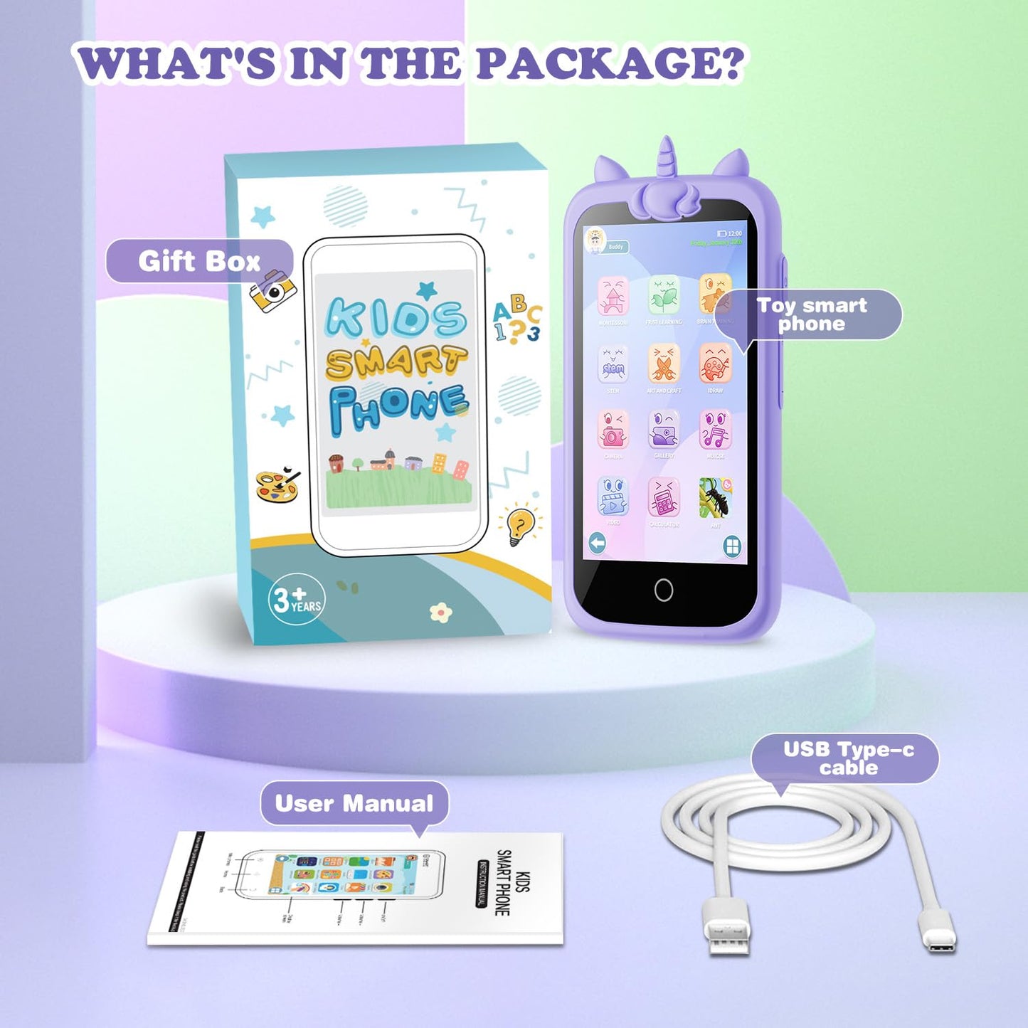 E teacher Kids Toys Phone | 3.97-inch Touchscreen Mini Phone for Learning, 200 Games, 5MP Camera, 8GB Card