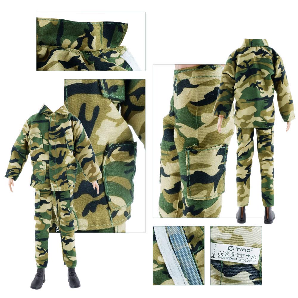 E-TING 10-Item Fantastic Pack: 5 Casual Wear Sets + 5 Shoes for 12-Inch Boy Doll (Random Style)