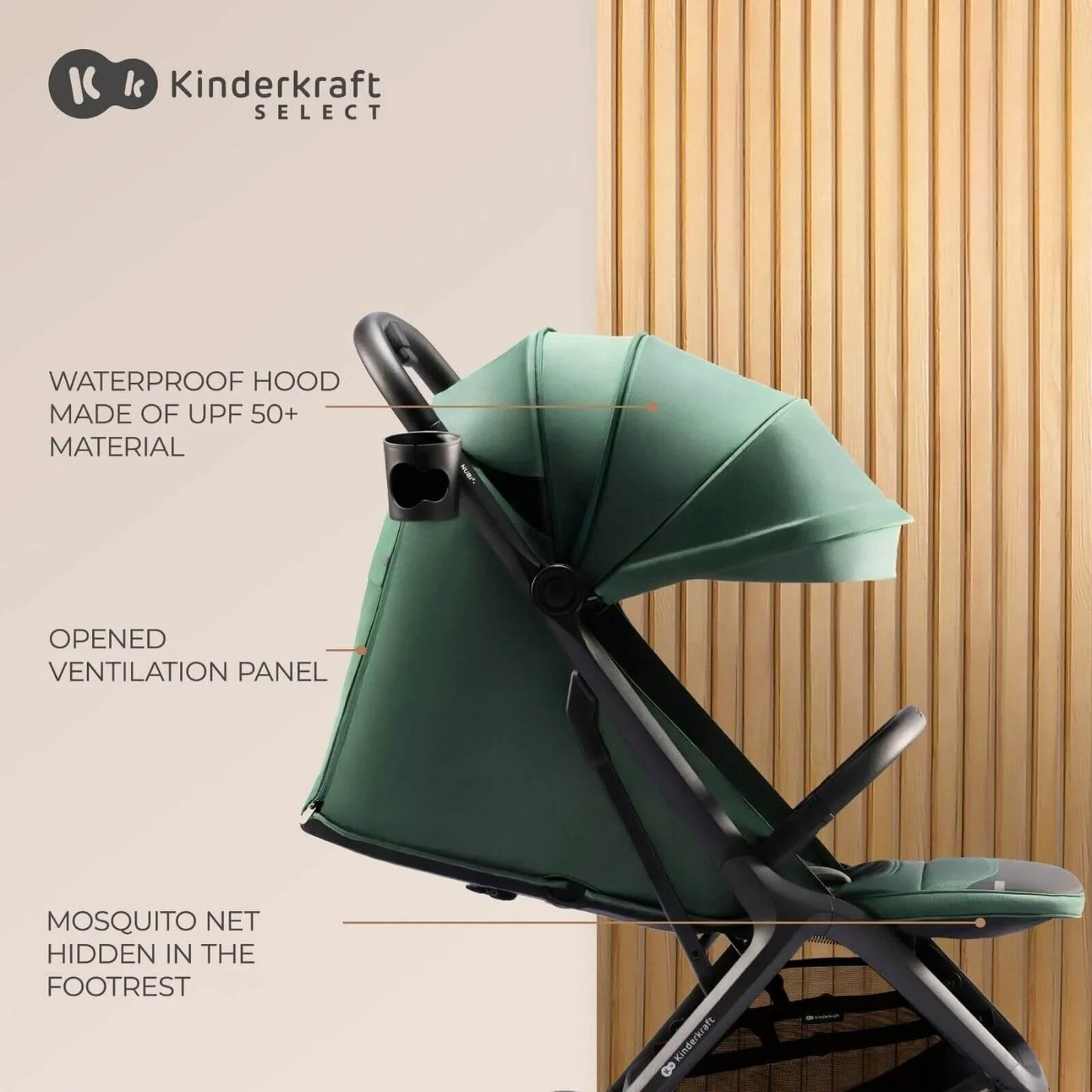 Kinderkraft Nubi 2 Auto-Folding Pushchair - Cloudy Grey