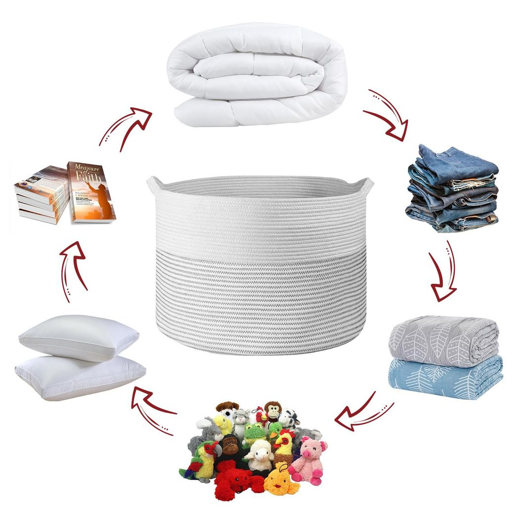 VINSANI LAUNDRY BASKET WHITE & L GREY 1010285