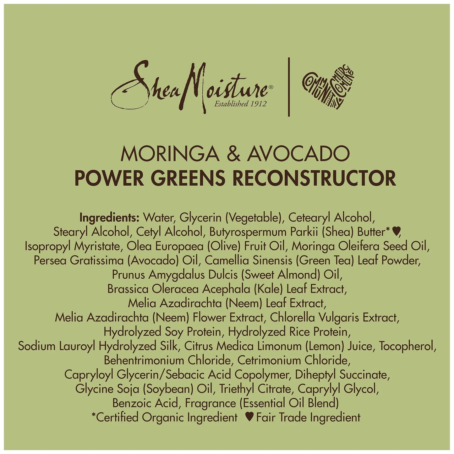 Shea Moisture Moringa & Avocado Power Greens Reconstructor 8 oz / 237 ml - For Weak, Brittle & Dry Hair