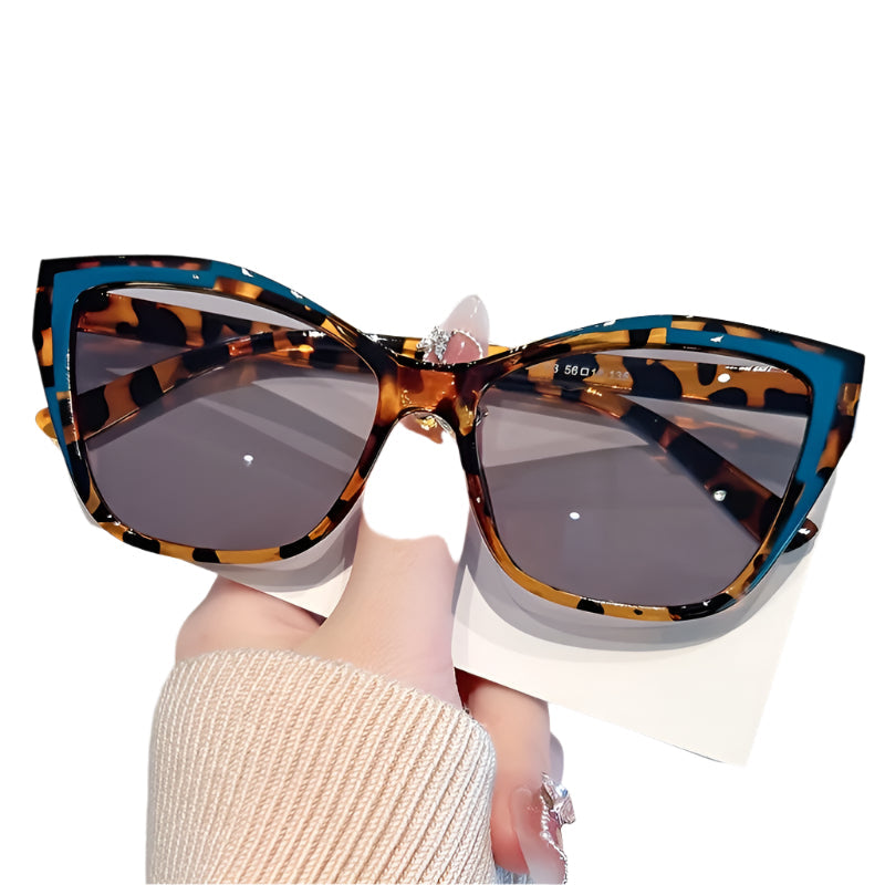 Women's Fashion Cat Eye Color Block Frame Gradient Leopard Print Glasses