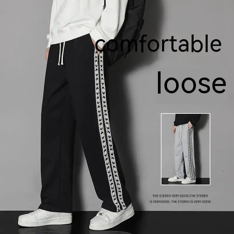 Straight-Leg Drawstring Casual Pants – Unisex