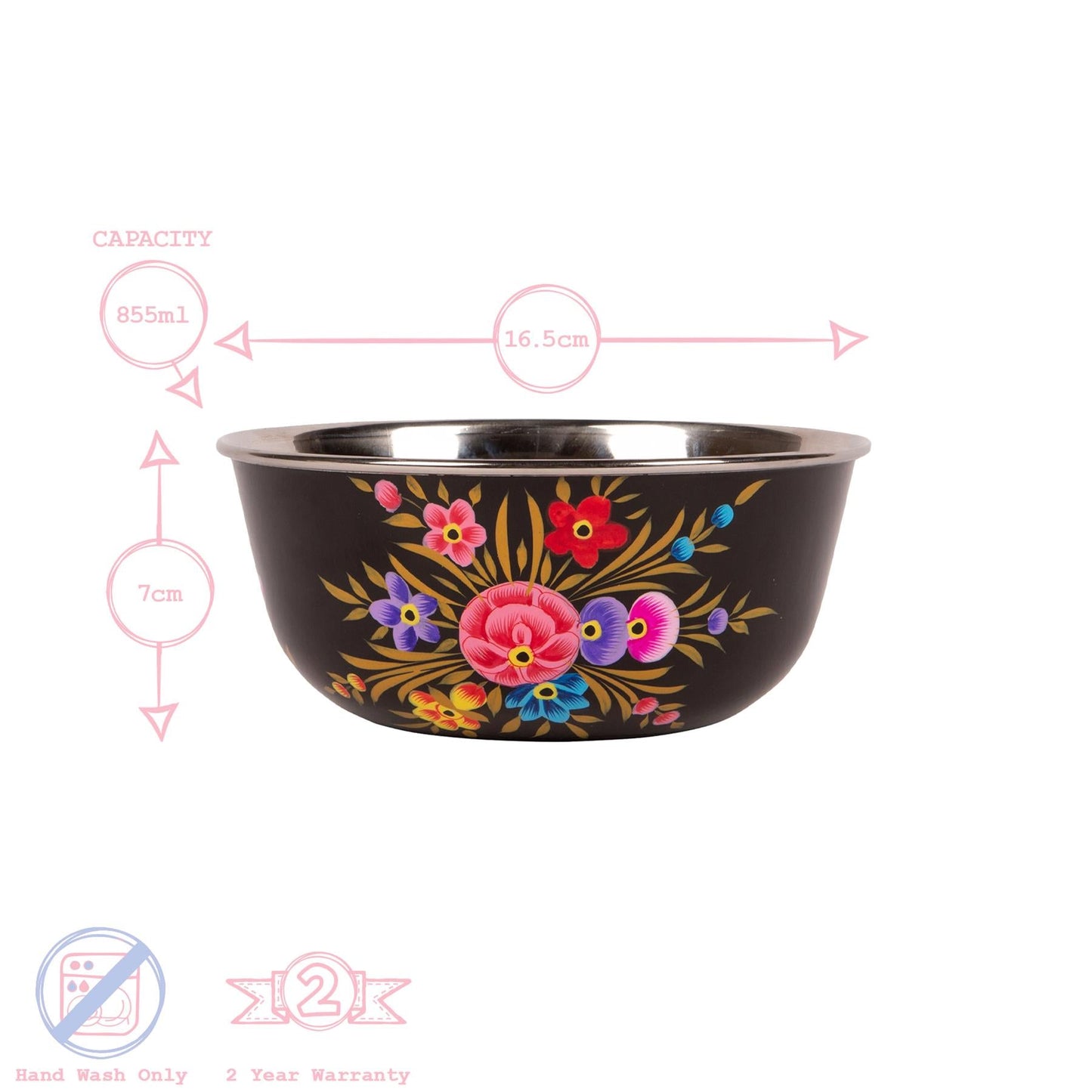 3pc Pansy Stainless Steel Picnic Bowl Set