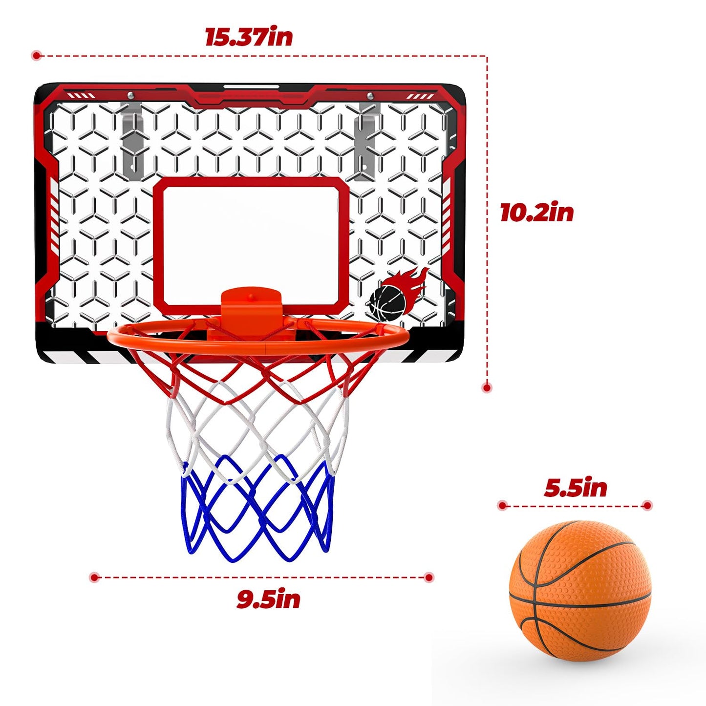 EagleStone Mini Basketball Hoop for Door & Wall – Foldable Rim, 3 Balls & Pump