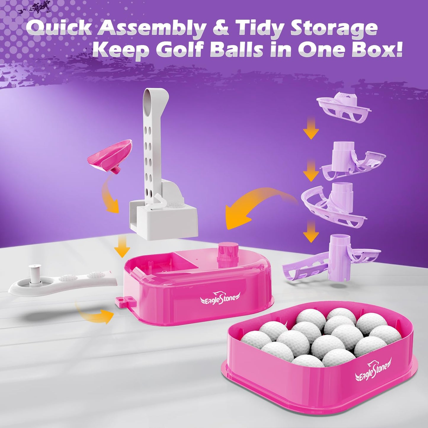 EagleStone Kids Golf Toy Set – Adjustable 3-Head Club, Left/Right Hands, Indoor & Outdoor Fun
