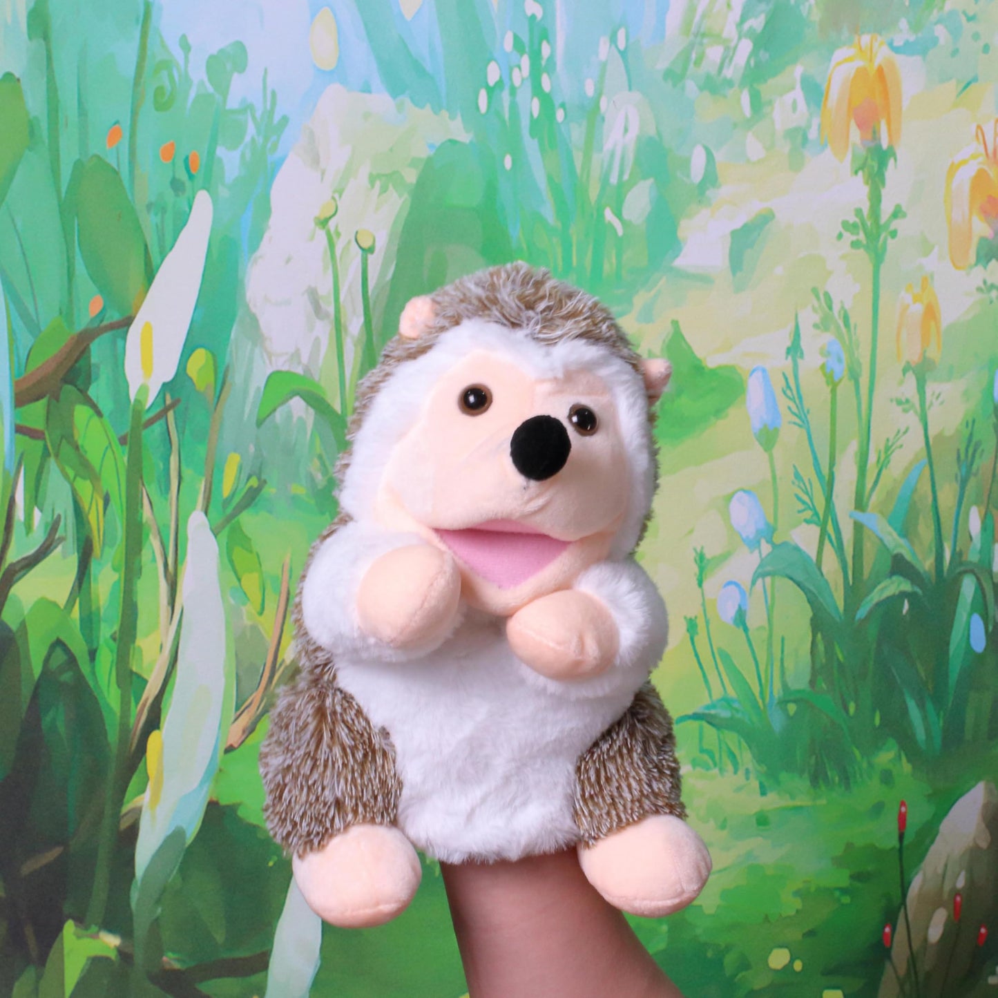 Easfan Hedgehog Hand Puppet – Movable Mouth Plush Storytelling Toy (10”)