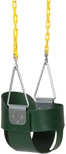 Eastern Jungle Gym Heavy-Duty High Back Full Bucket Toddler Swing Seat with Coated Chains – Fully Assembled (Green)