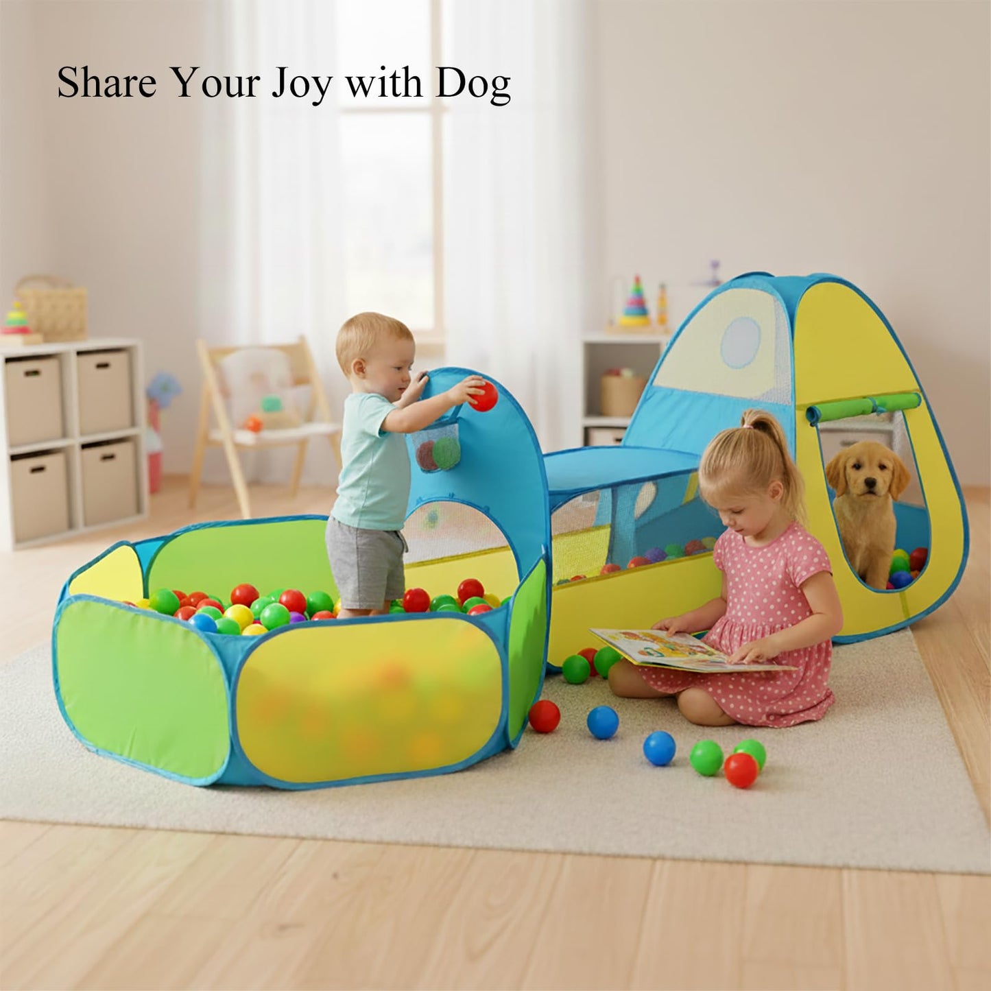 Eclathex 3-in-1 Kids Play Tent with Tunnel & Ball Pit | Pop-Up Indoor/Outdoor Playhouse