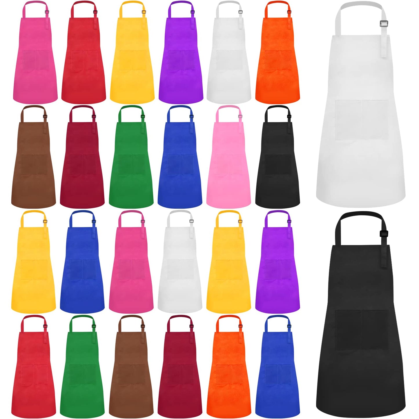 Ecoofor 24-Piece XL Kids Apron Set – 12 Colors for Ages 7-13 | Cooking, Baking & Painting
