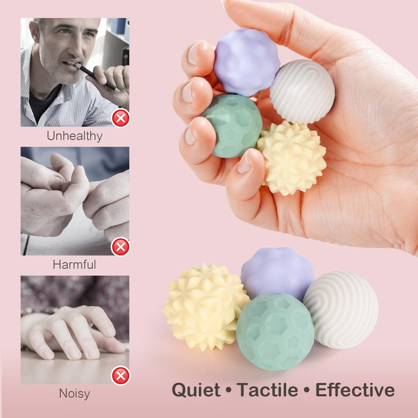 Ednzion Fidget Toys for Adults – 4 Magnetic Silicone Stress Balls for Anxiety and Focus